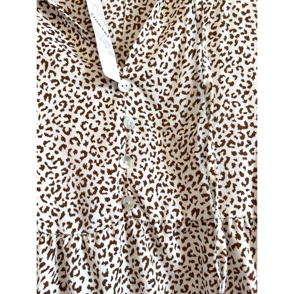 Gaovot Long Sleeve Animal Print Babydoll dress Vneck Tiered NWT Women's LARGE - Picture 8 of 9